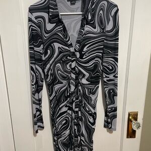 Sanctuary Black and Gray Marble Long Sleeve Dress Size Medium
